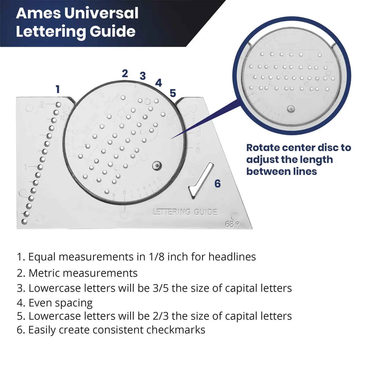 Pacific Arc Ames Lettering Guide 2 Pack | Drafting & Drawing Template for Precise Lines - view 3