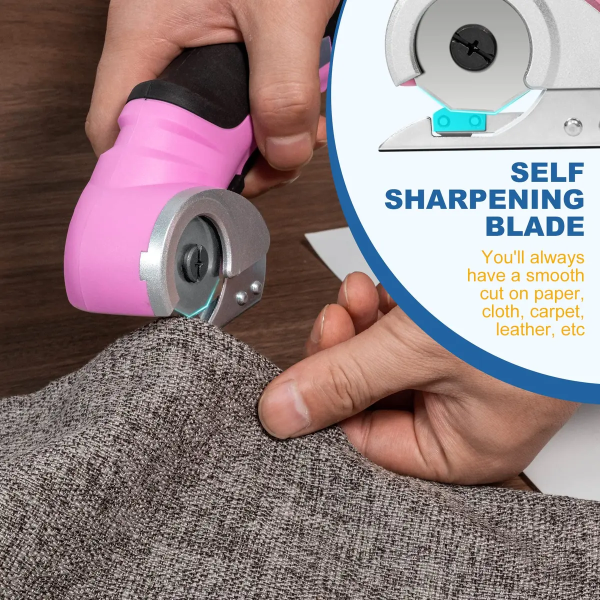 VLOXO Cordless Electric Scissors Cutter with Replacement Blade & Type-C Cable, 0.38 kg (0.87 lbs) Pink | Cuts Cardboard, Leather, Fabric, Carpet - view 6
