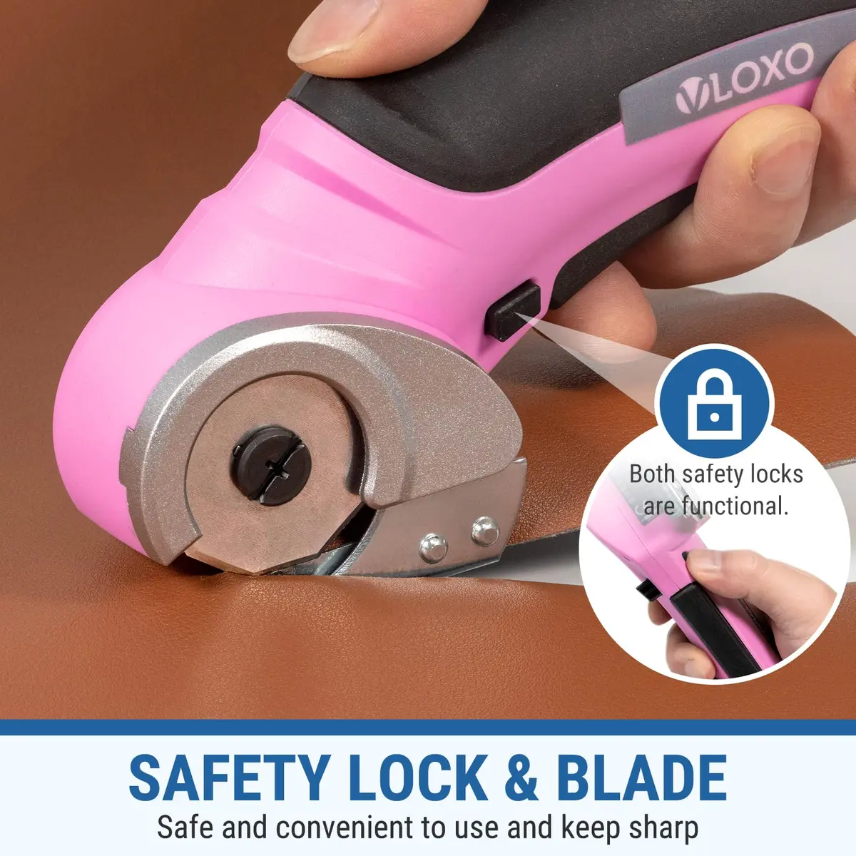 VLOXO Cordless Electric Scissors Cutter with Replacement Blade & Type-C Cable, 0.38 kg (0.87 lbs) Pink | Cuts Cardboard, Leather, Fabric, Carpet - view 3
