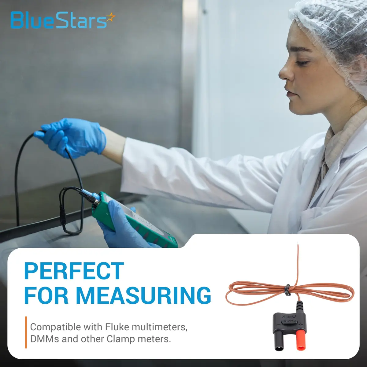 BlueStars 80BK-A Type K Thermocouple Bead Probe 1m (3.28ft) | Accurate to ±2.2°C for Fluke Multimeters - view 5