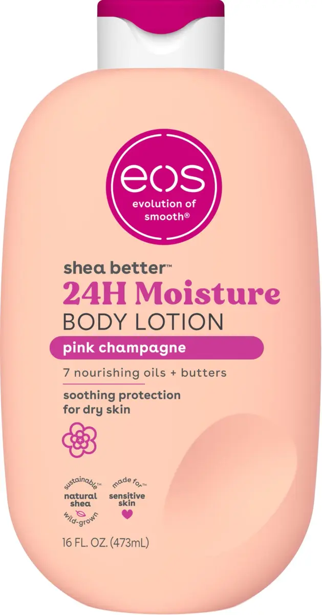 eos Shea Better Body Lotion Pink Champagne 473ml (16 Fl Oz) | 24-Hour Moisture for Soft Skin - main product image