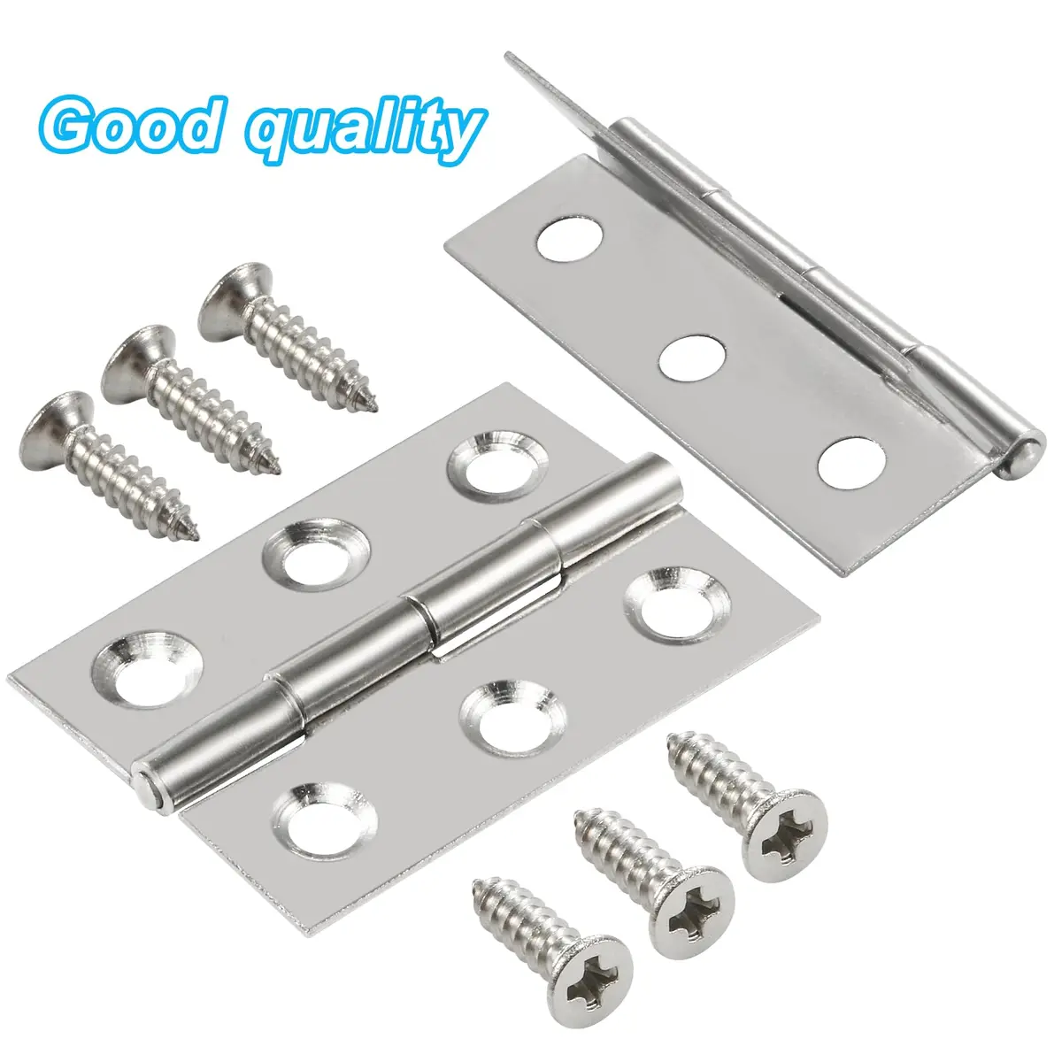 Adyoney 20Pcs 1.73 inch (44mm) 304 Stainless Steel Flat Hinges with 120 Screws | Cabinet Door Hinges for Furniture, Drawers, Gates - view 4