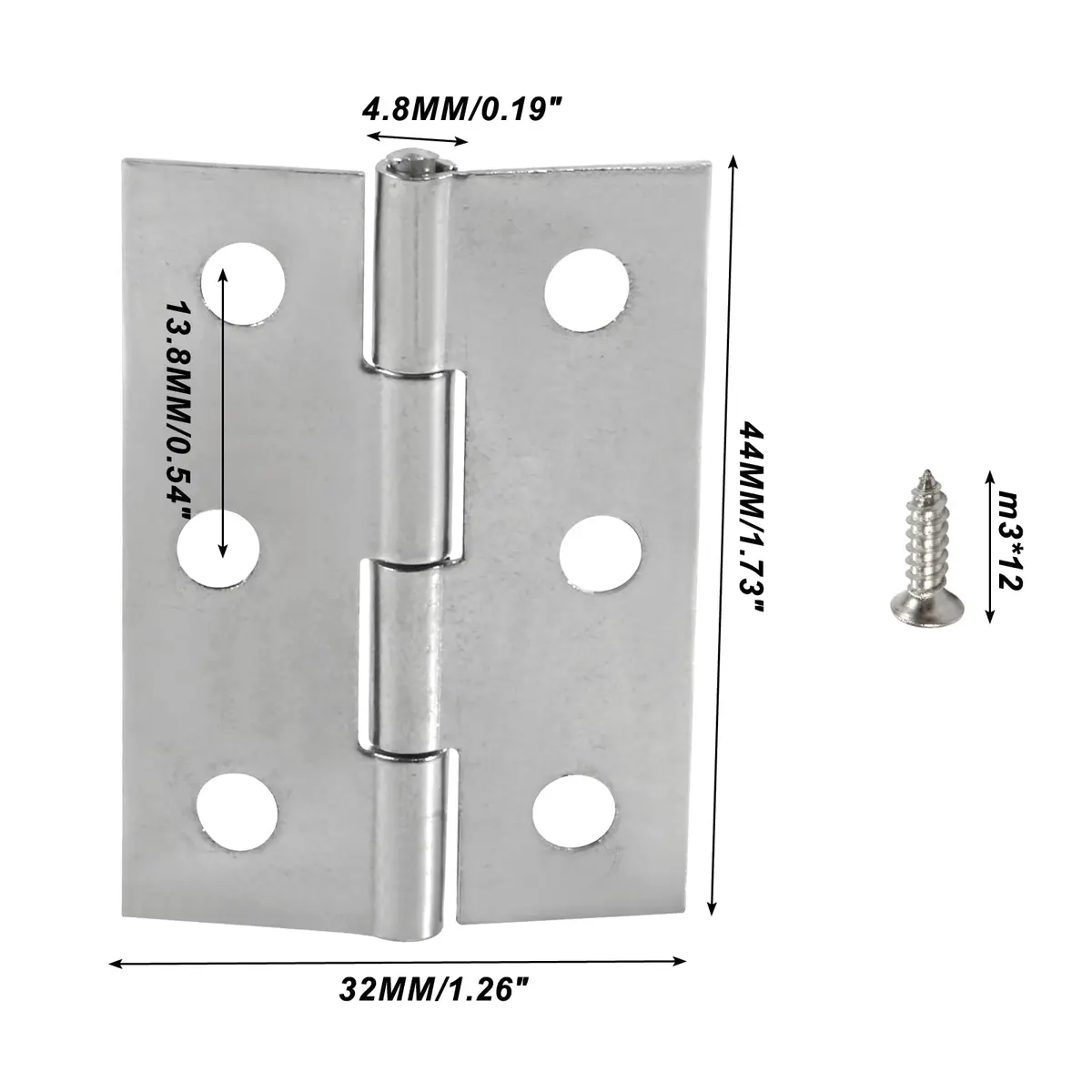 Adyoney 20Pcs 1.73 inch (44mm) 304 Stainless Steel Flat Hinges with 120 Screws | Cabinet Door Hinges for Furniture, Drawers, Gates - view 2