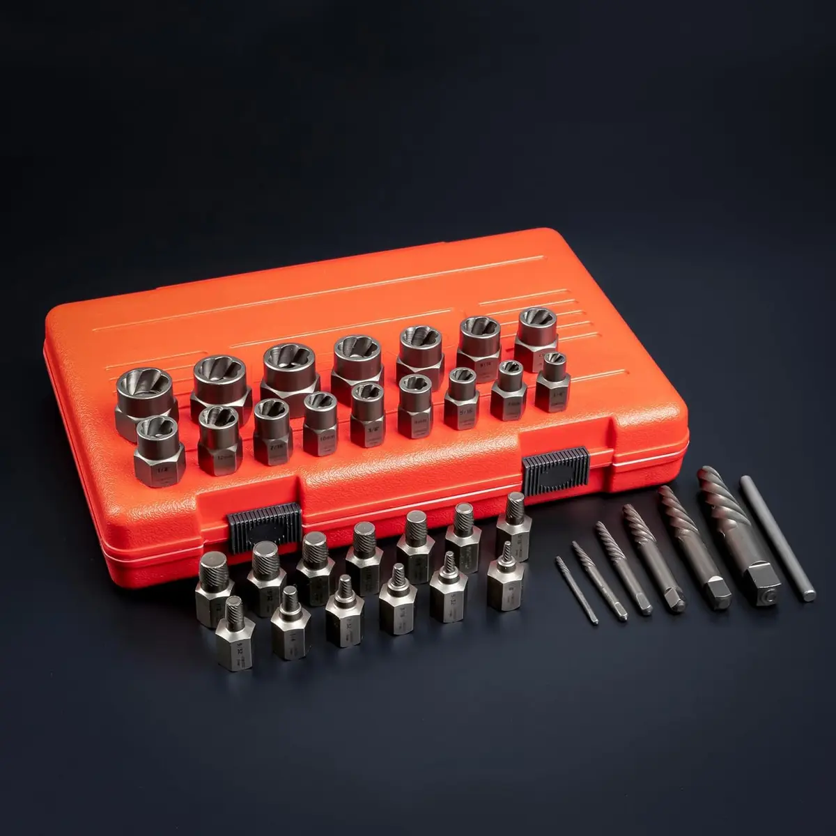 NEIKO 36 Piece Master Screw, Nut, & Bolt Extractor Set with 3/8" Drive Impact Sockets & Spiral Flute Extractors | CR-Mo Steel - view 4