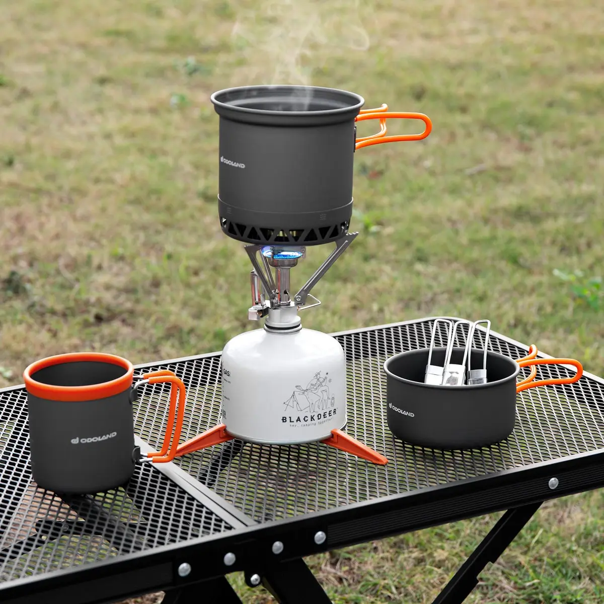Odoland Camping Mess Kit with Stove & Pots | Lightweight Backpacking Cookware (70-120 chars) - view 8