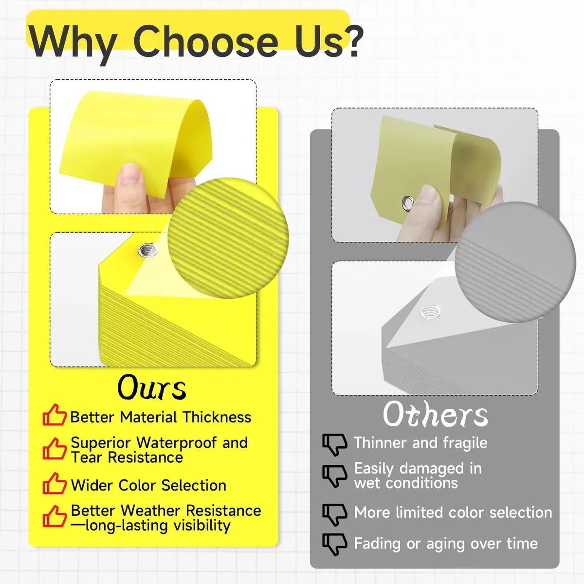 XUWAIDSGN Waterproof Writable Plastic Labels 100 Pcs | Heavy Duty Outdoor Tags with Wire Tie (6 1/4" x 3 1/8") - view 4