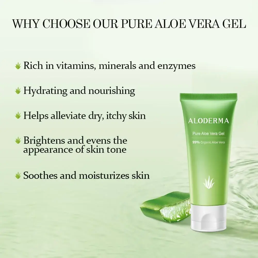 Aloderma Organic Aloe Vera Gel 90ml (3 Fl Oz) | Hydrating & Soothing for Face, Body, Scalp - view 2