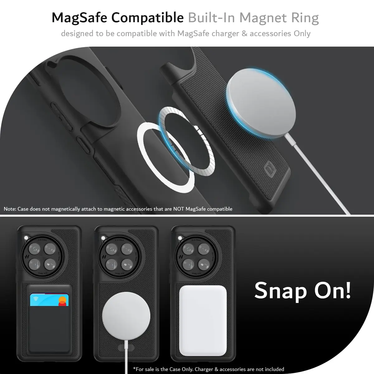TUDIA MergeGrip Magsafe Phone Case for OnePlus 12 5G 2024 | Military Grade, Drop Tested, Shockproof, Matte Black - view 4