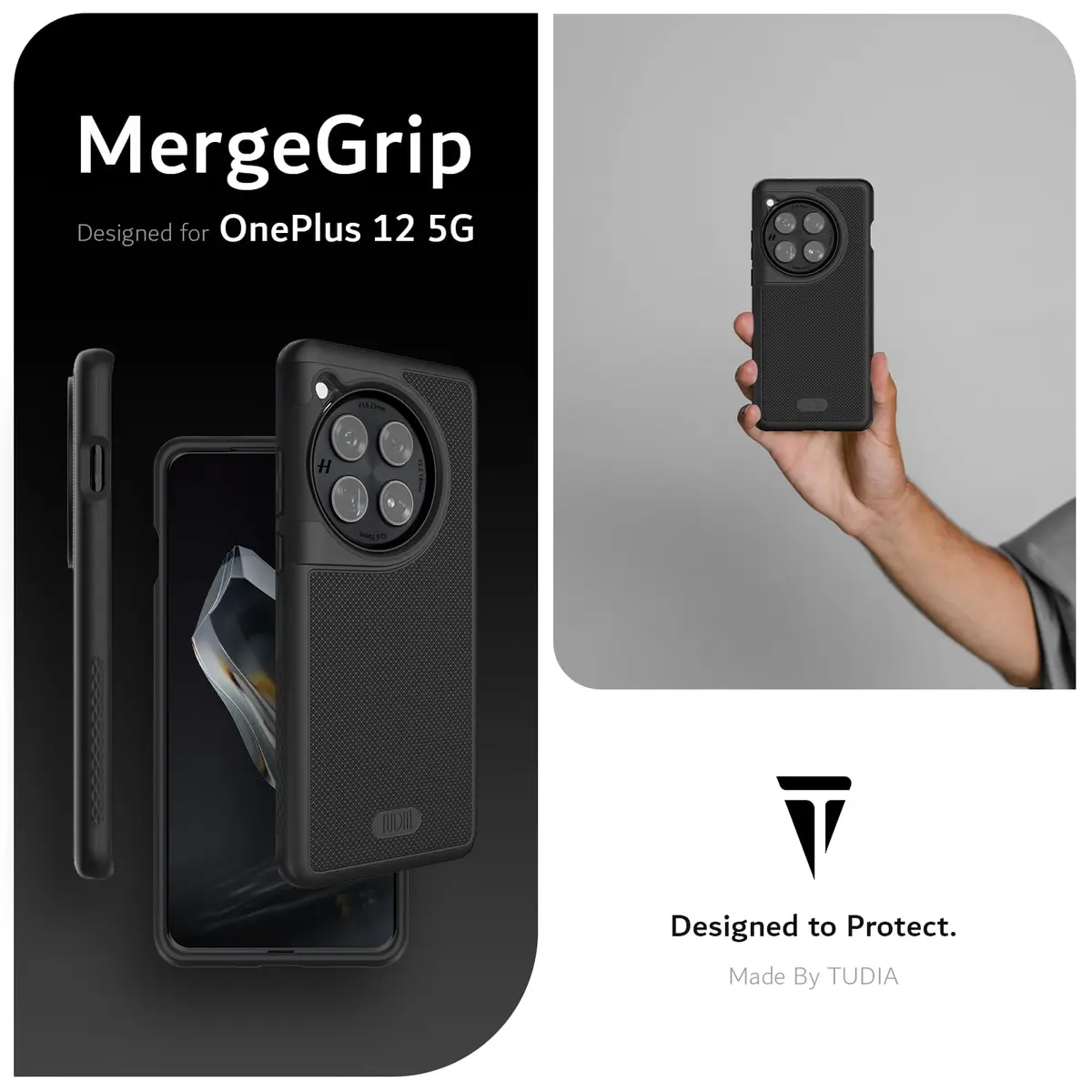 TUDIA MergeGrip Magsafe Phone Case for OnePlus 12 5G 2024 | Military Grade, Drop Tested, Shockproof, Matte Black - view 8