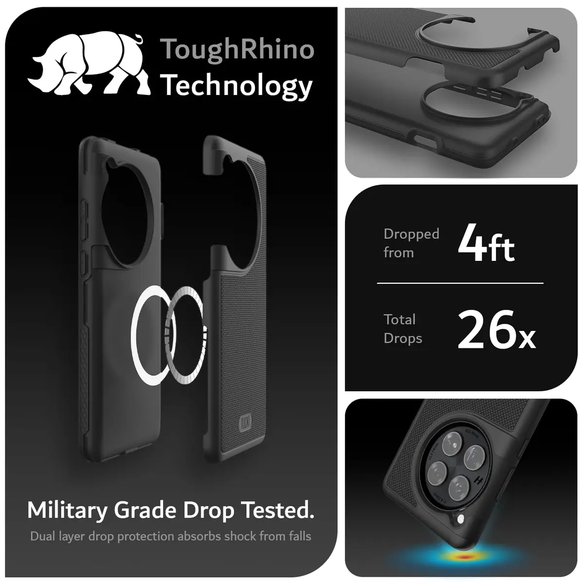 TUDIA MergeGrip Magsafe Phone Case for OnePlus 12 5G 2024 | Military Grade, Drop Tested, Shockproof, Matte Black - view 3