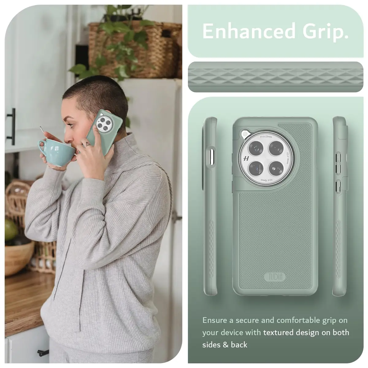 TUDIA MergeGrip Magsafe Compatible Phone Case for OnePlus 12 5G 2024 | Military Grade, Drop Tested, Dual Layer, Shockproof, Anti-Slip, Heavy Duty & Protector Cover - Green Lily - view 5