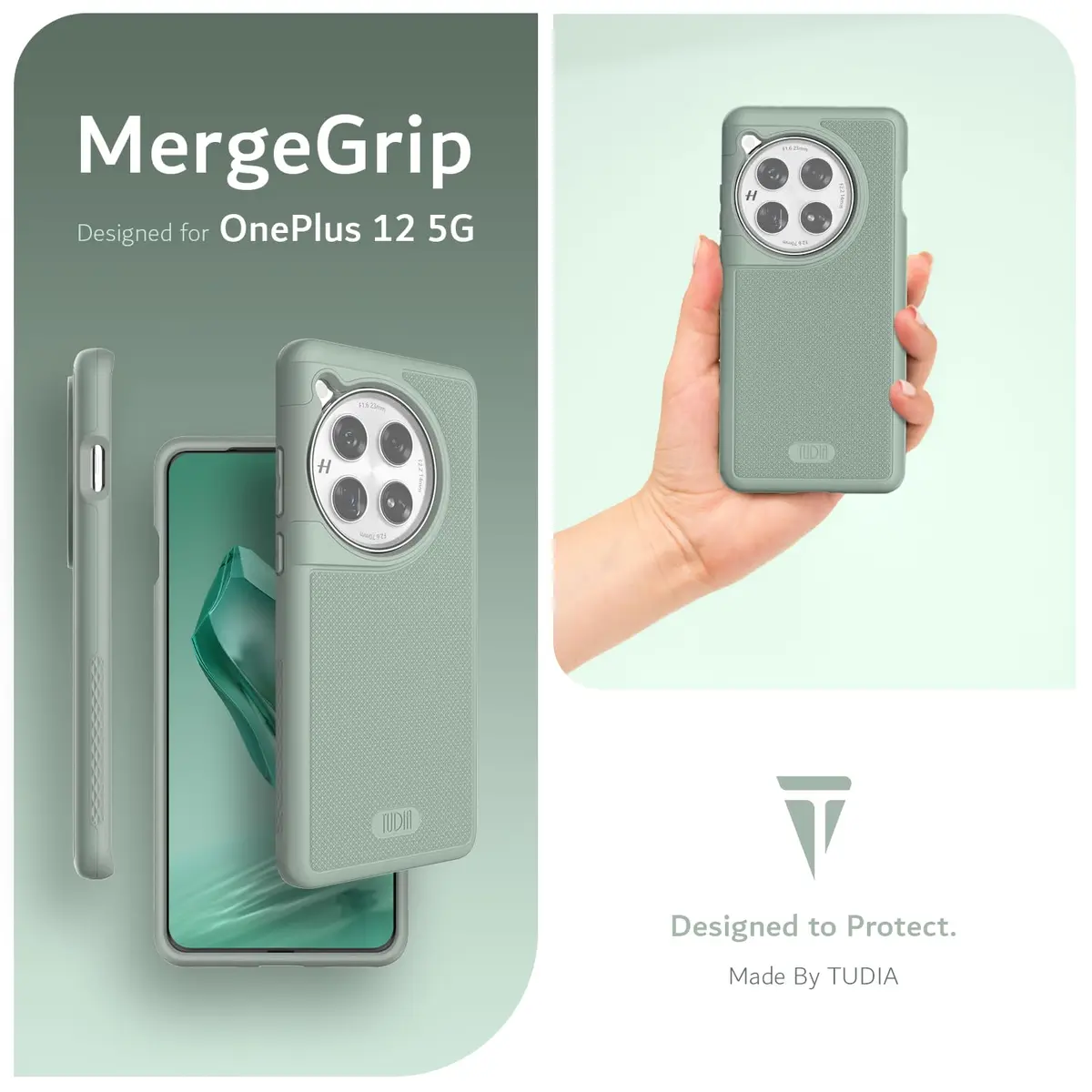 TUDIA MergeGrip Magsafe Compatible Phone Case for OnePlus 12 5G 2024 | Military Grade, Drop Tested, Dual Layer, Shockproof, Anti-Slip, Heavy Duty & Protector Cover - Green Lily - view 8