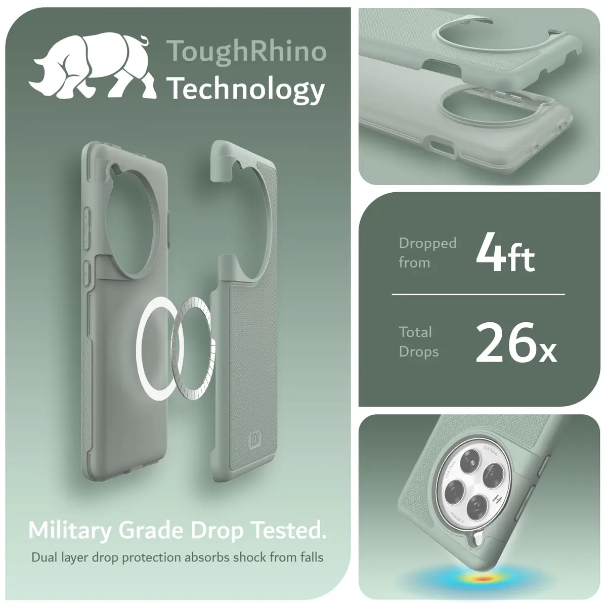TUDIA MergeGrip Magsafe Compatible Phone Case for OnePlus 12 5G 2024 | Military Grade, Drop Tested, Dual Layer, Shockproof, Anti-Slip, Heavy Duty & Protector Cover - Green Lily - view 3
