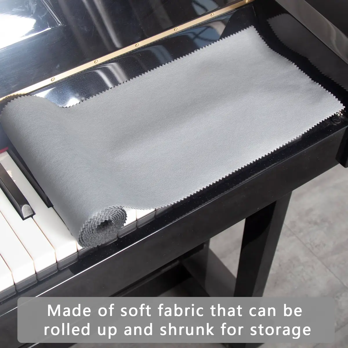 mooson Piano Keyboard Anti-Dust Cover High Technology Fabric Key Cover Cloth for Upright, Electric & Grand Pianos (Gray) | Protects Keys from Dust - view 5