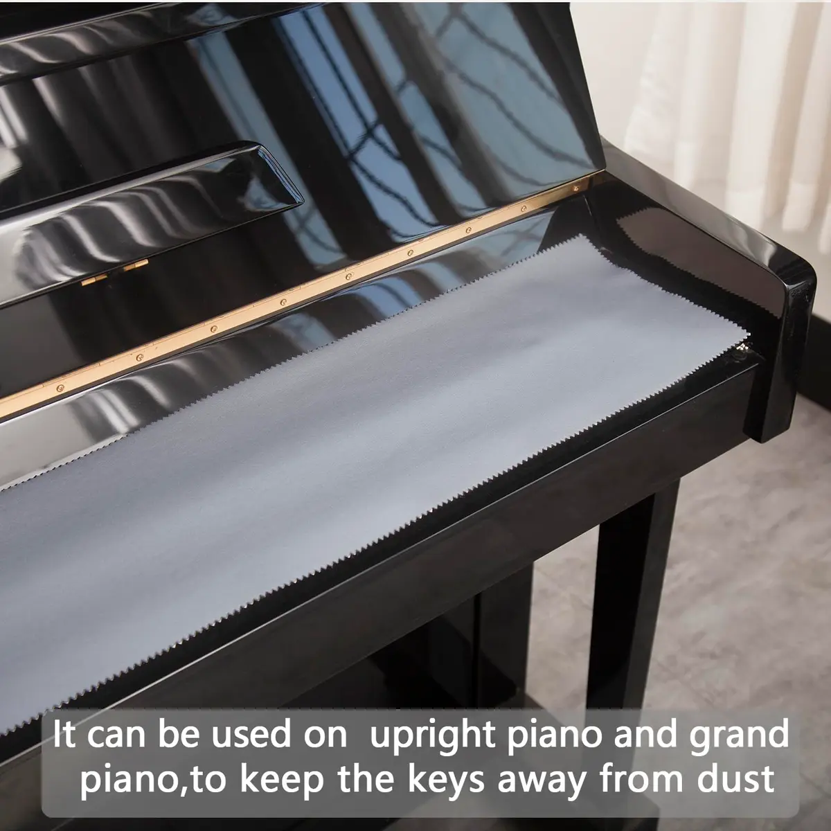 mooson Piano Keyboard Anti-Dust Cover High Technology Fabric Key Cover Cloth for Upright, Electric & Grand Pianos (Gray) | Protects Keys from Dust - view 4