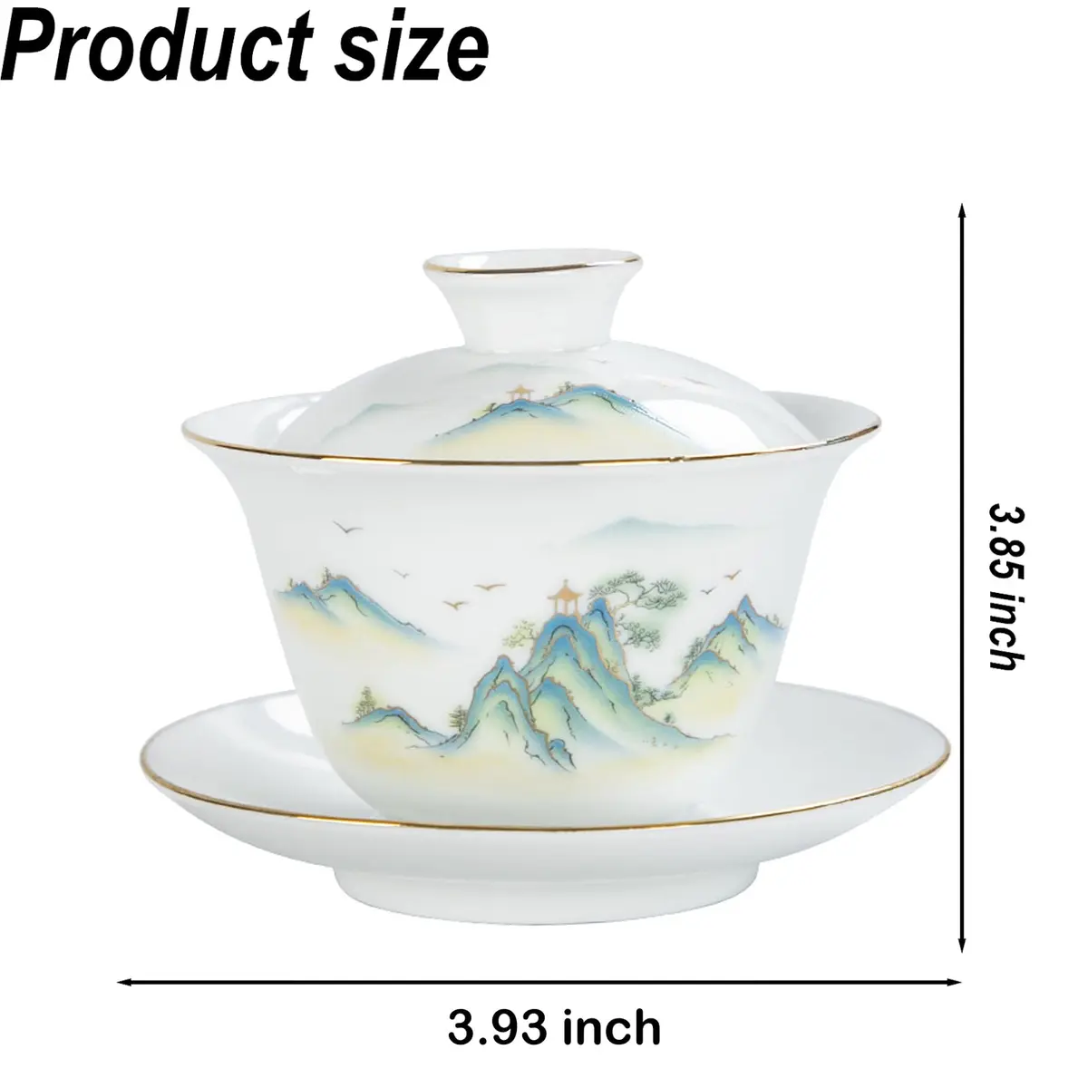 Fashion & Lifestyle Jingdezhen Chinese Traditional Teaware Gaiwan 5oz/150ml | Handmade Porcelain Kung Fu Tea Cup - view 5