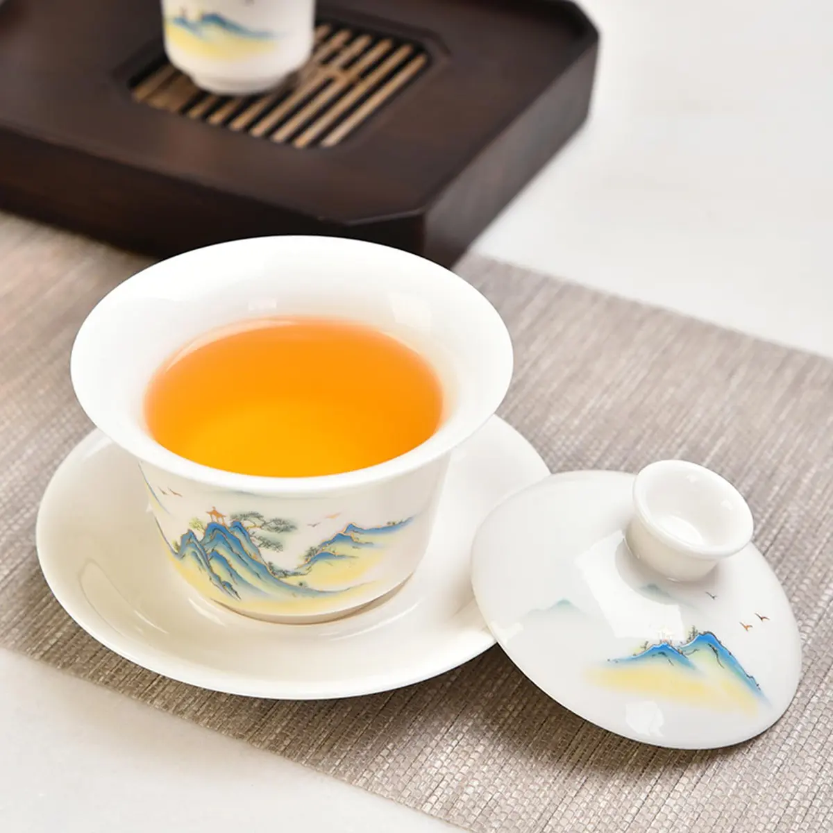 Fashion & Lifestyle Jingdezhen Chinese Traditional Teaware Gaiwan 5oz/150ml | Handmade Porcelain Kung Fu Tea Cup - view 2