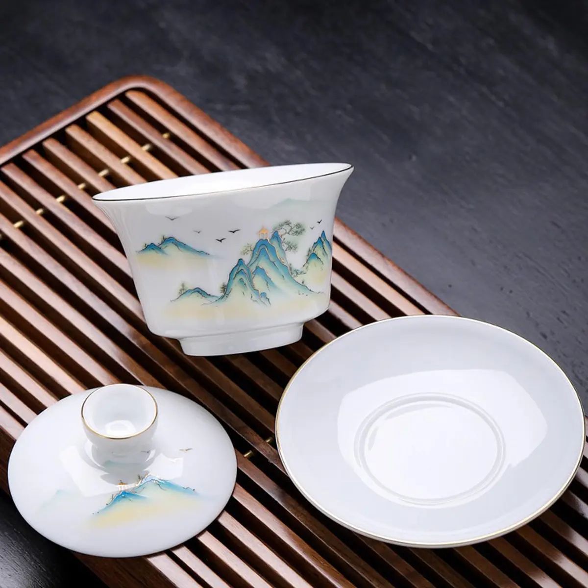 Fashion & Lifestyle Jingdezhen Chinese Traditional Teaware Gaiwan 5oz/150ml | Handmade Porcelain Kung Fu Tea Cup - view 3