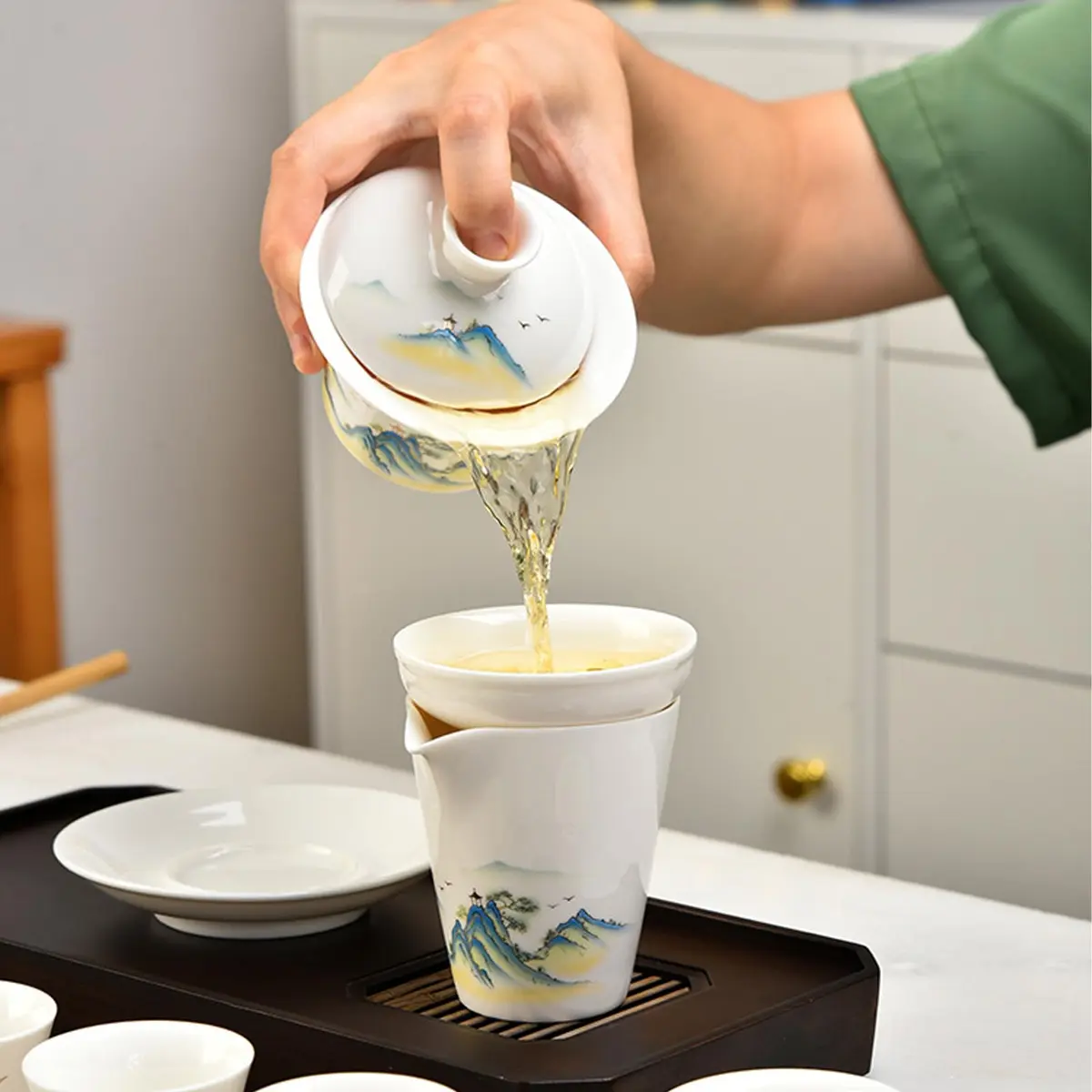 Fashion & Lifestyle Jingdezhen Chinese Traditional Teaware Gaiwan 5oz/150ml | Handmade Porcelain Kung Fu Tea Cup - view 4