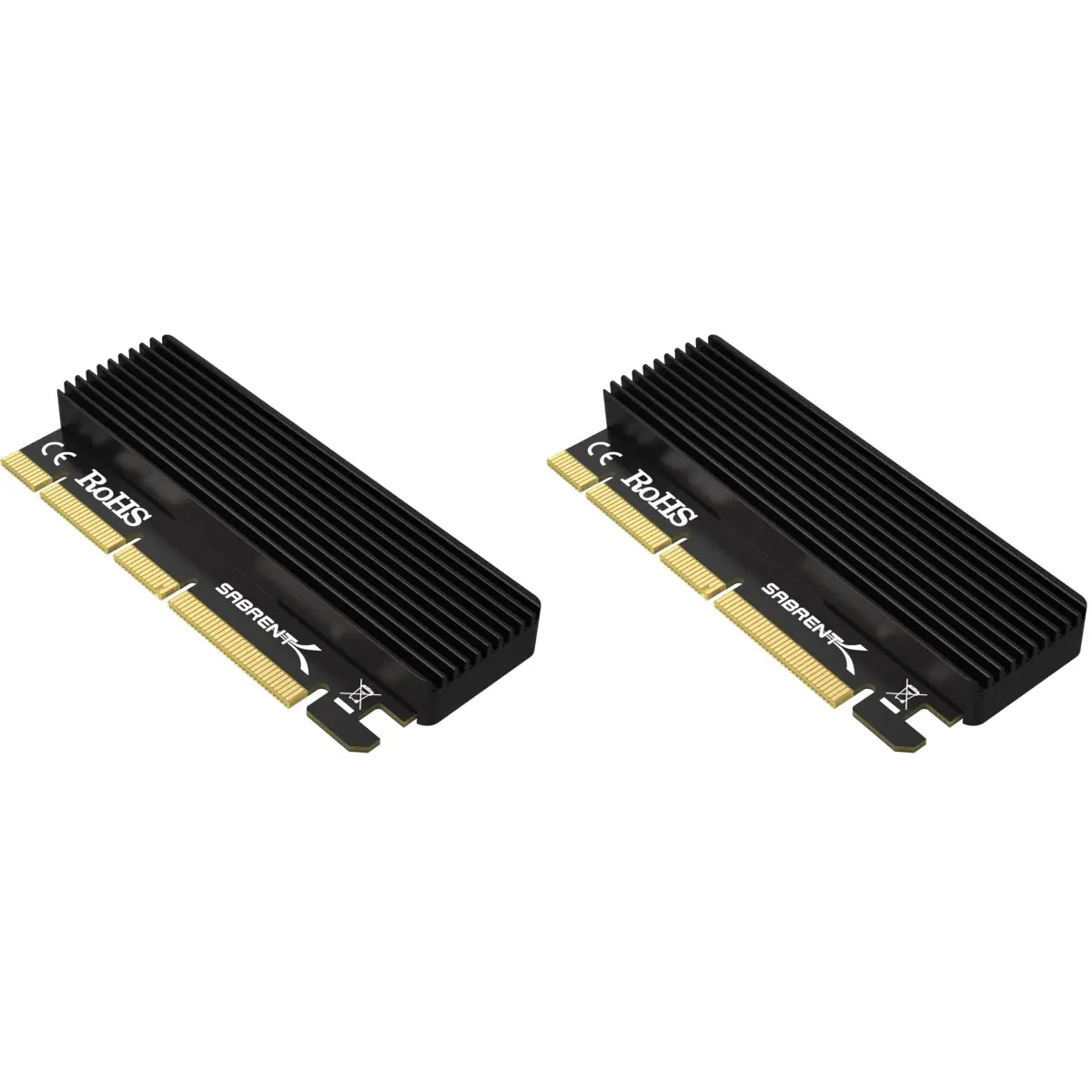 SABRENT NVMe M.2 SSD to PCIe Adapter Card 2-Pack with Heatsink | PCIe X16/X8/X4 Slot Compatible - main product image