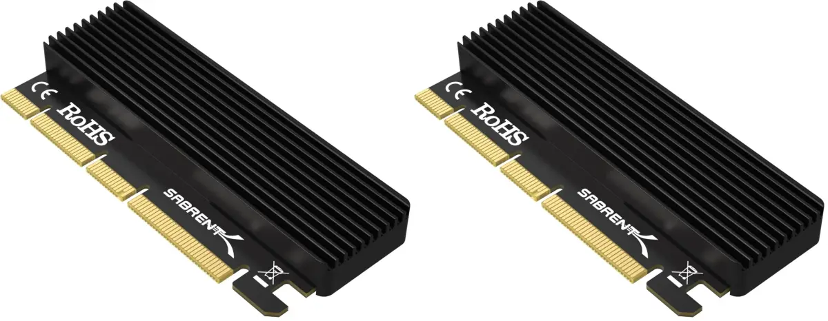 SABRENT NVMe M.2 SSD to PCIe Adapter Card 2-Pack with Heatsink | PCIe X16/X8/X4 Slot Compatible - main product image