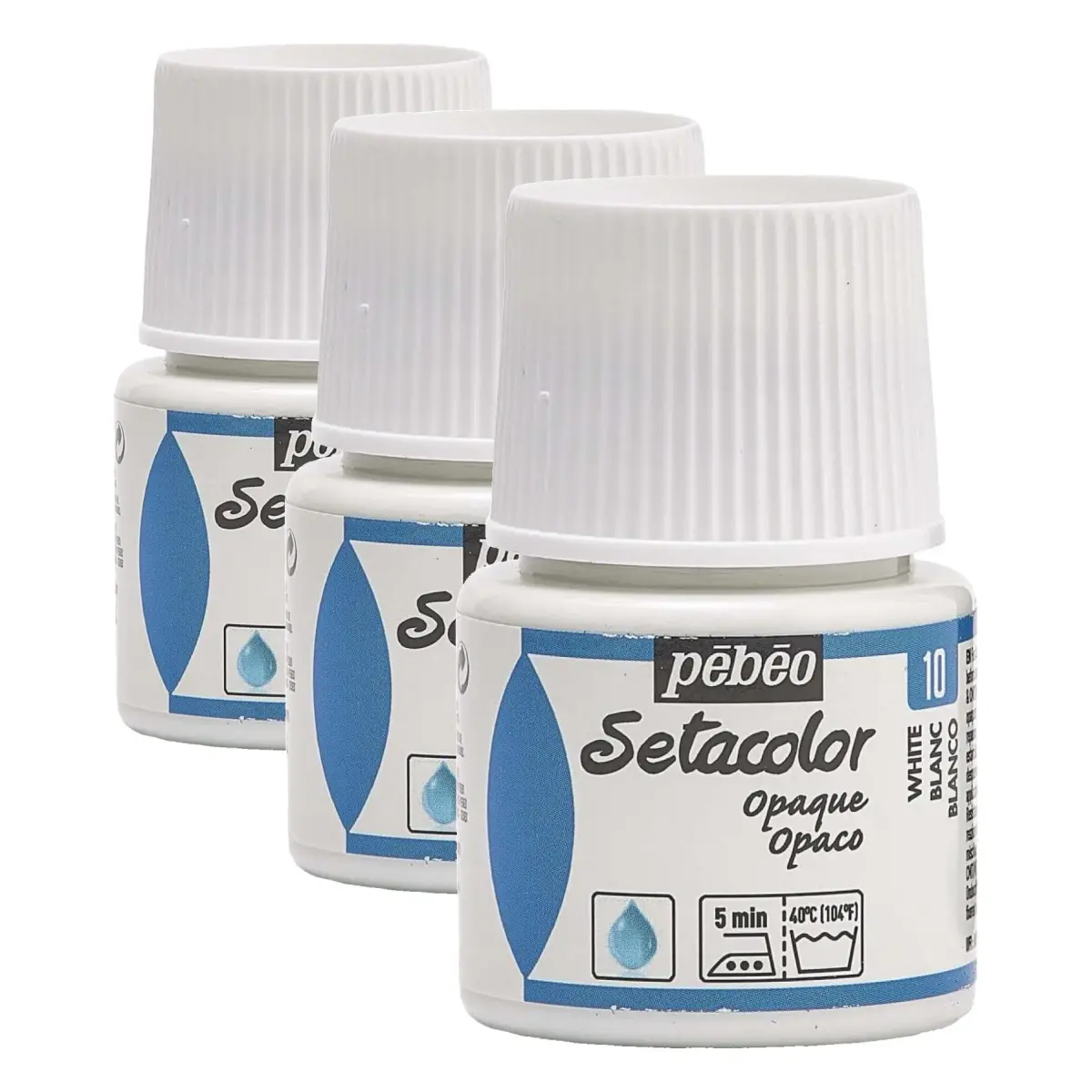 Pebeo Setacolor Opaque Fabric Paint, Titanium White, 135ml (4.56 Fl Oz) Pack of 3 | Vivid & Intense Colors for All Fabrics - main product image