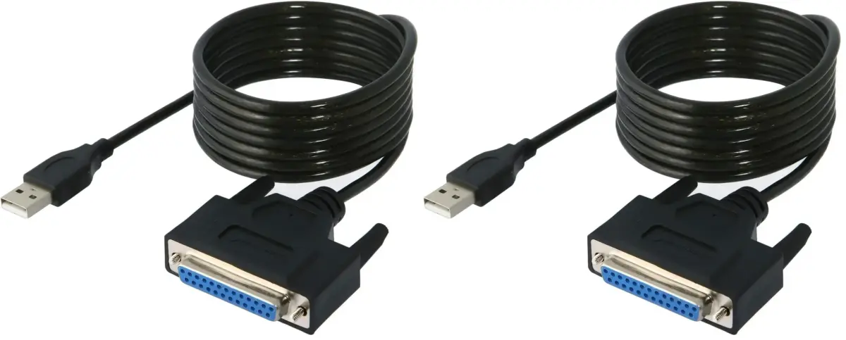 SABRENT USB 2.0 to DB25 IEEE-1284 Parallel Printer Cable Adapter [THUMBSCREWS Connectors] (CB-DB25) (Pack of 2) - main product image