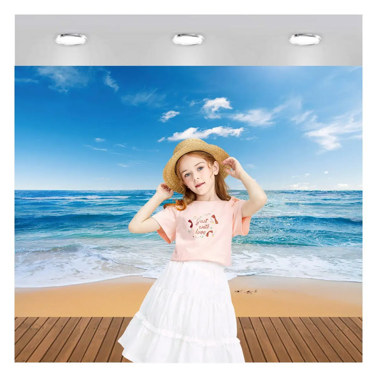 Yongqian 8x6ft Seaside Beach Photography Backdrop Blue Sky Summer Hawaii Ocean Beach | Wedding & Party Decoration - view 2