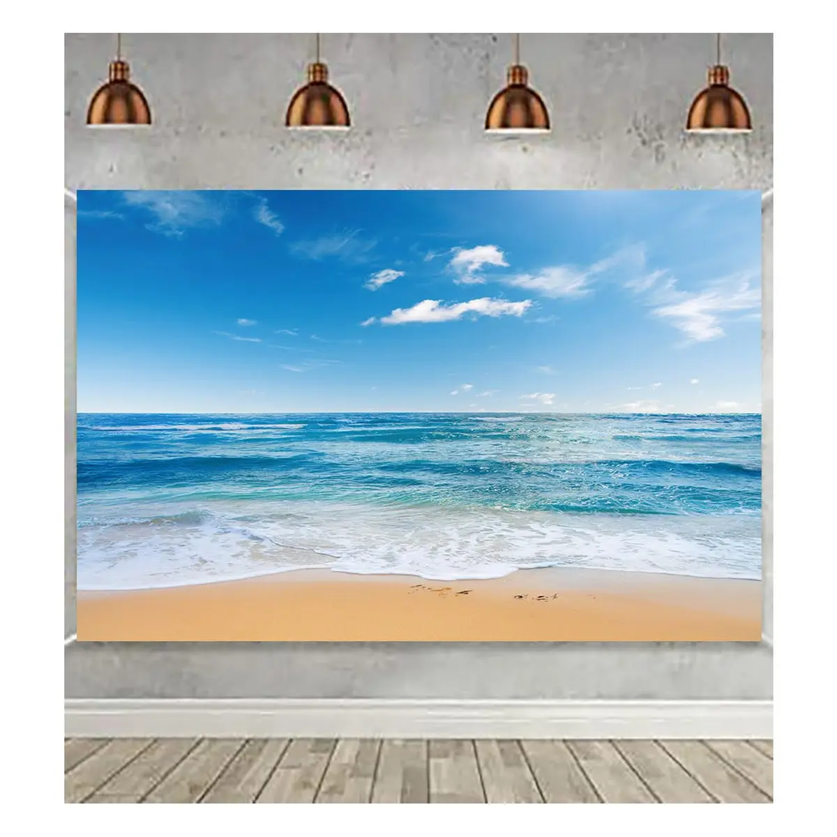 Yongqian 8x6ft Seaside Beach Photography Backdrop Blue Sky Summer Hawaii Ocean Beach | Wedding & Party Decoration - view 4