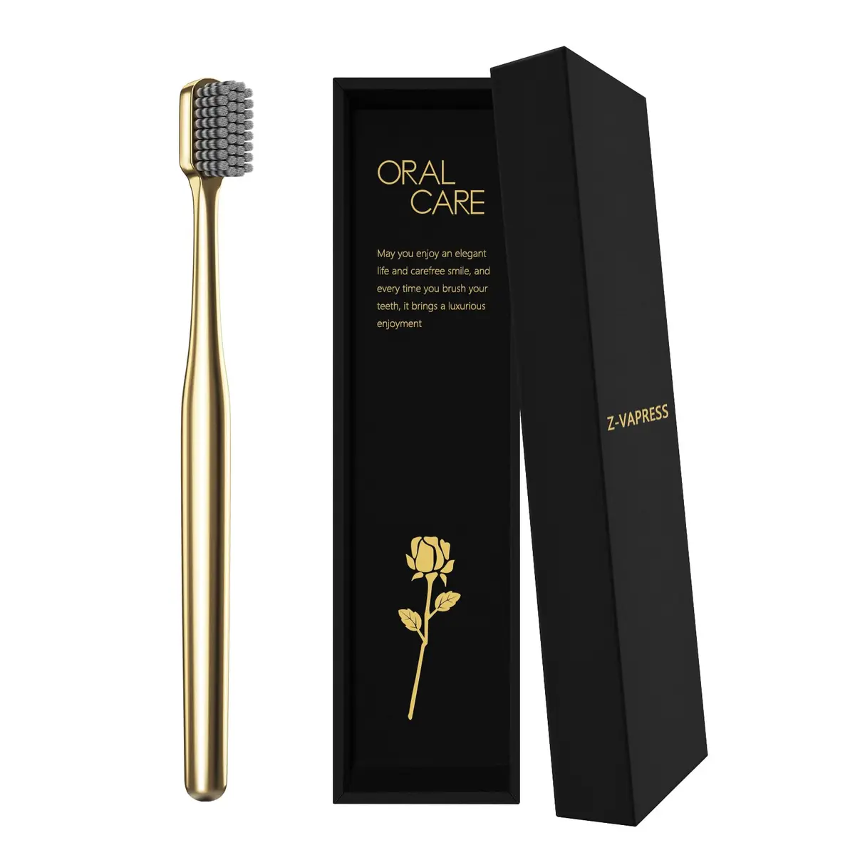 Z-VAPRESS Gold Plated Luxury Toothbrush Soft Bristles Travel Toothbrush for Adults | Elegant & Durable - view 2