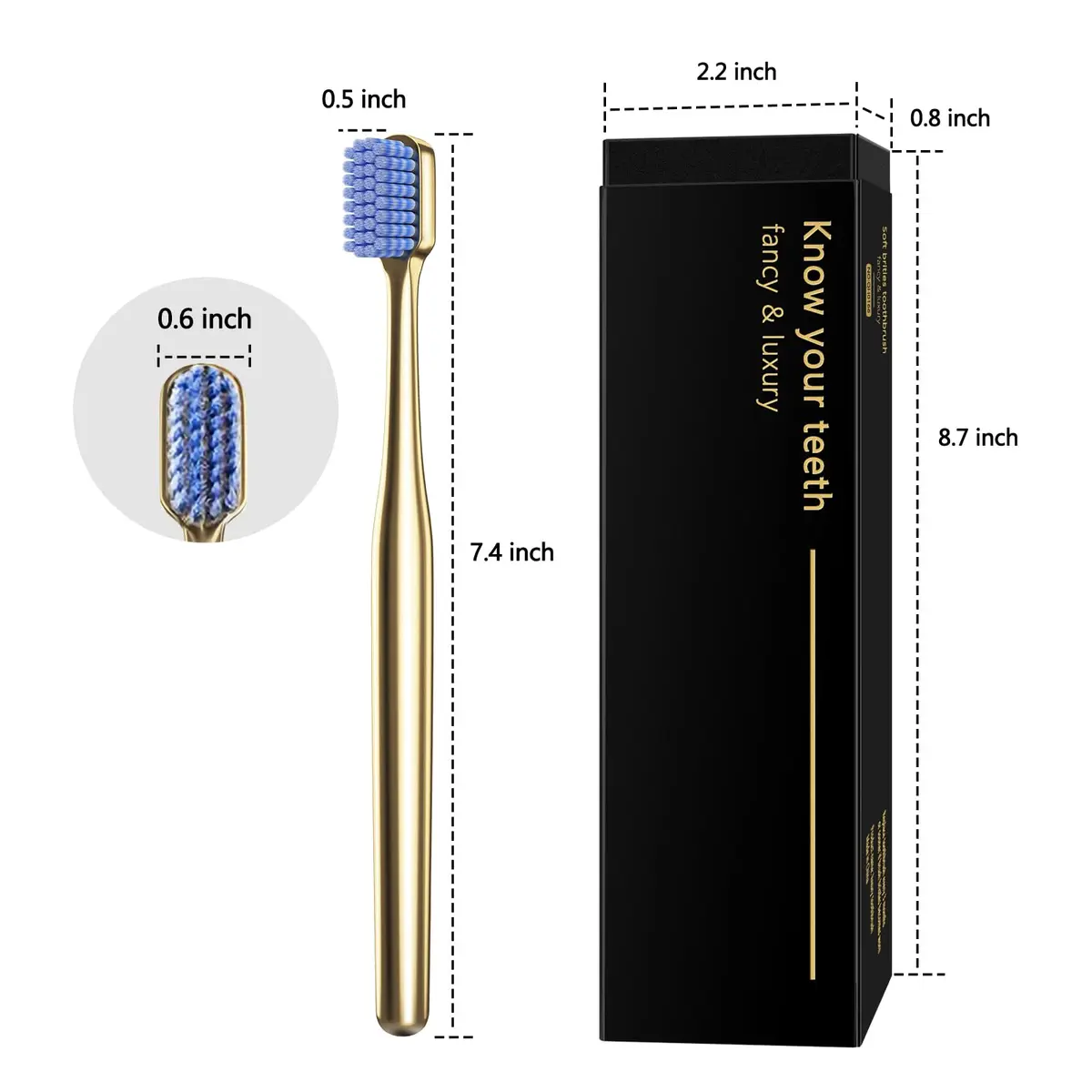 Z-VAPRESS Luxury Gold Color Toothbrush with Super Soft Charcoal Bristles | Elegant & Gentle Oral Care (70-120 chars) - view 7