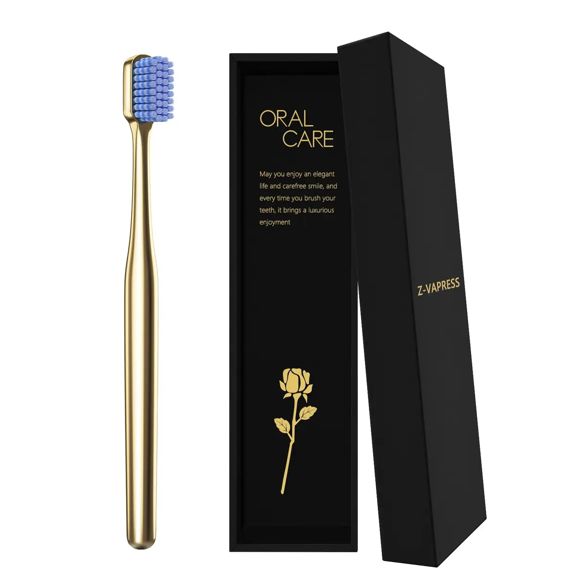 Z-VAPRESS Luxury Gold Color Toothbrush with Super Soft Charcoal Bristles | Elegant & Gentle Oral Care (70-120 chars) - view 2
