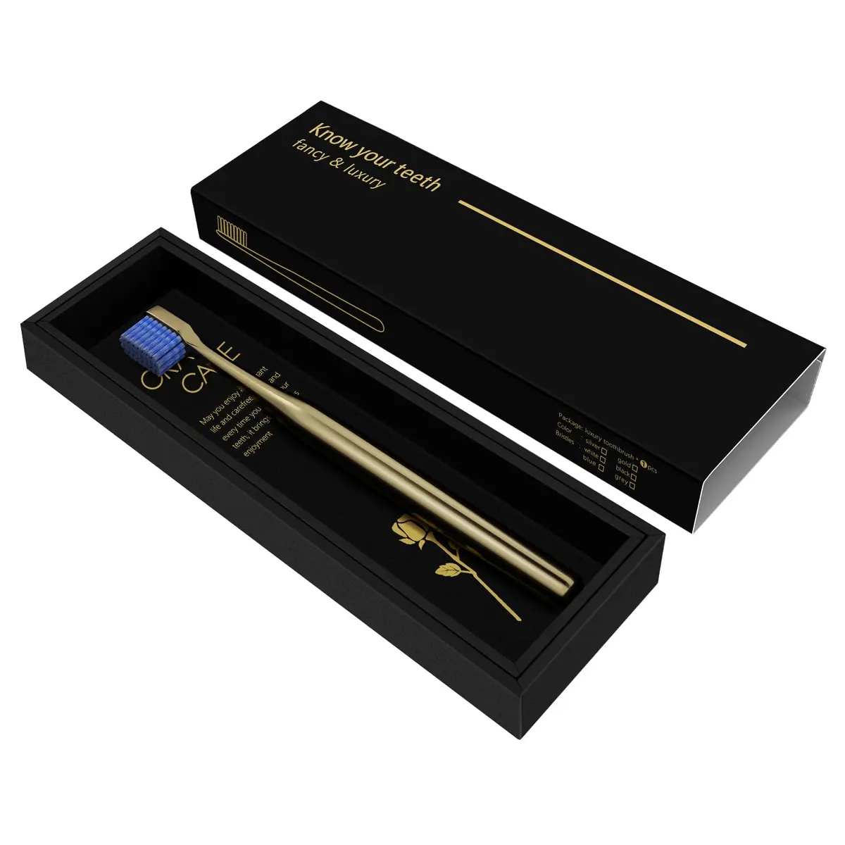 Z-VAPRESS Luxury Gold Color Toothbrush with Super Soft Charcoal Bristles | Elegant & Gentle Oral Care (70-120 chars) - view 3