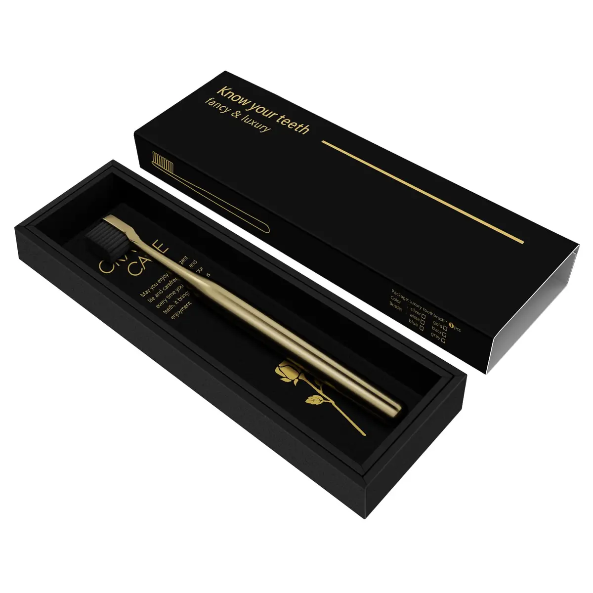 Z-VAPRESS Gold Color Toothbrush Soft Charcoal Bristles Travel Toothbrush Luxury Gold Plated | Elegant & Gentle - view 5