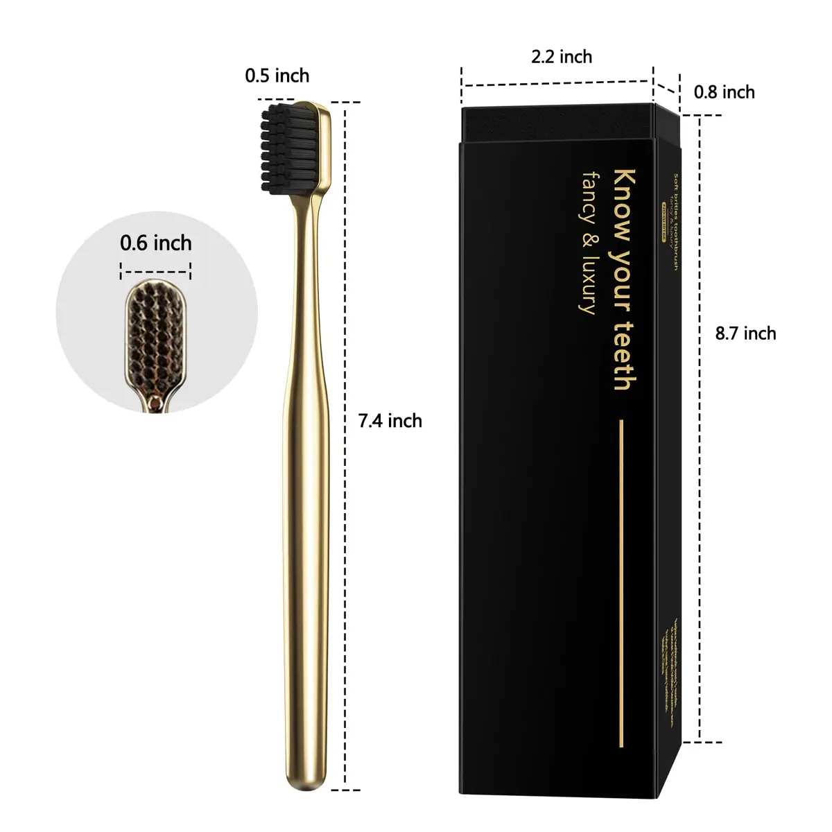 Z-VAPRESS Gold Color Toothbrush Soft Charcoal Bristles Travel Toothbrush Luxury Gold Plated | Elegant & Gentle - view 7