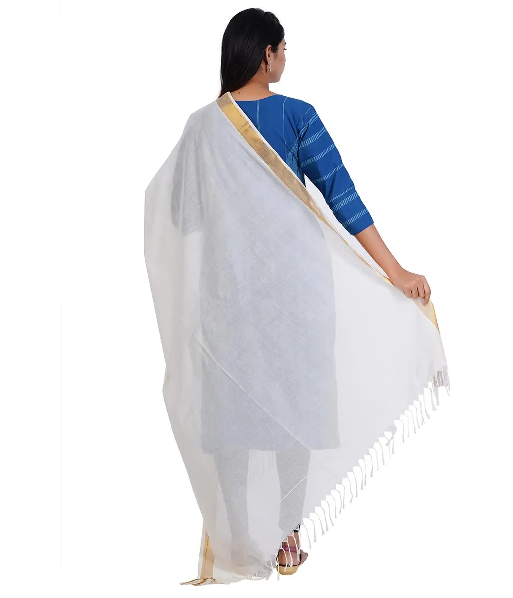 Fashily Off White Cotton Dupatta 2.25m | Versatile & Breathable (70-120 chars) - view 6