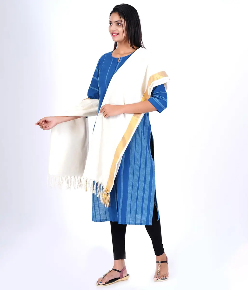 Fashily Off White Cotton Dupatta 2.25m | Versatile & Breathable (70-120 chars) - view 2