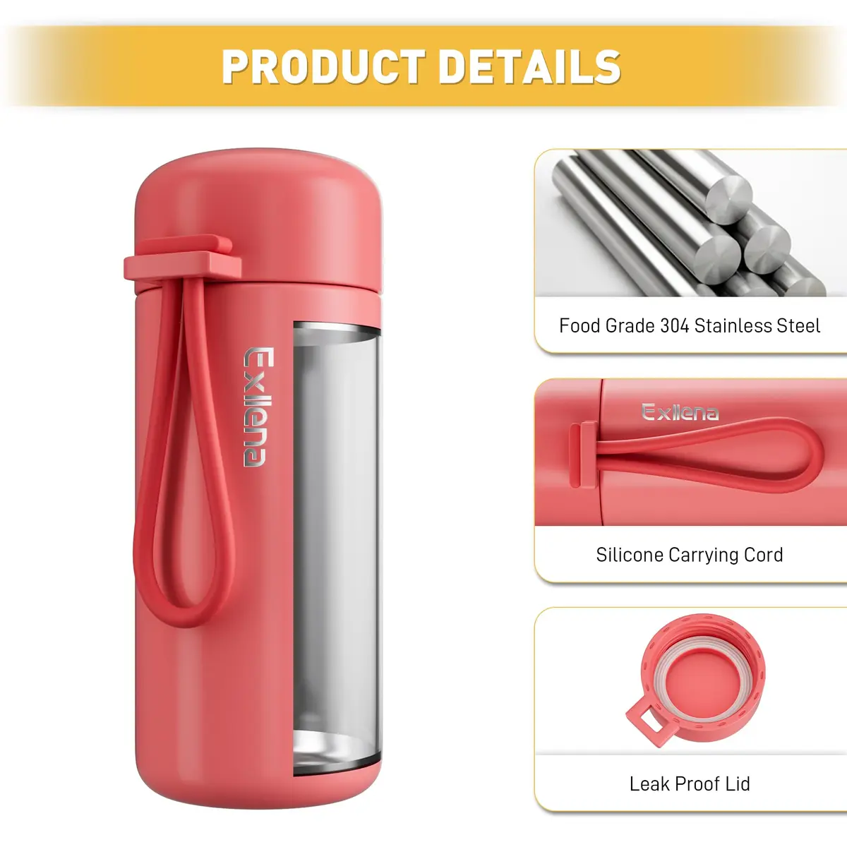 Exllena Mini Water Bottle 5oz | Leakproof Insulated Travel Flask for Hot & Cold Drinks - view 3