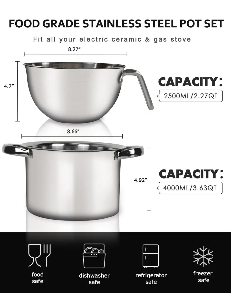 Marsheepy 2.3QT Double Boiler Melting Pot with 3.6QT Stainless Steel Pot | Food-Grade Steel, Easy to Use - view 3