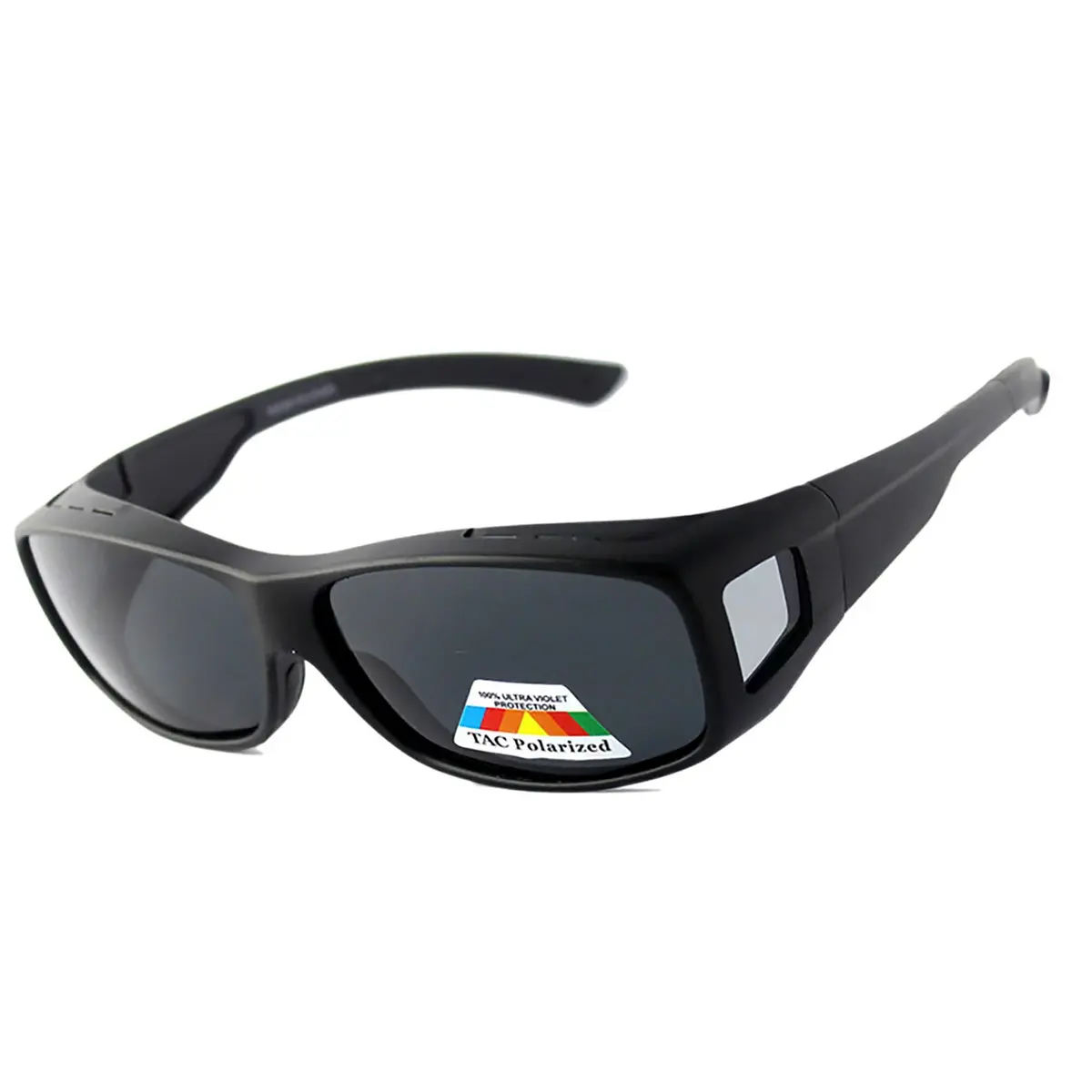 BLUE CUT Fit Over Polarized Sunglasses for Large Prescription Glasses - Black Matt | Wear Over Glasses - main product image