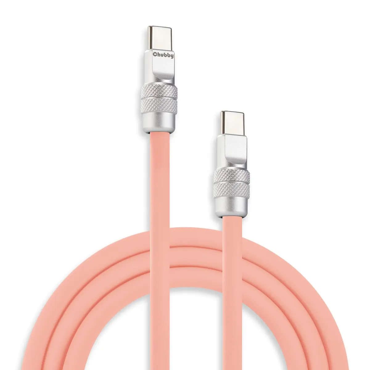 chubbycable USB C to C 240W Silicone Fast Charging Cable, Pink, 16.4FT | Supports 240W PD 3.1 & 480Mbps Data - main product image