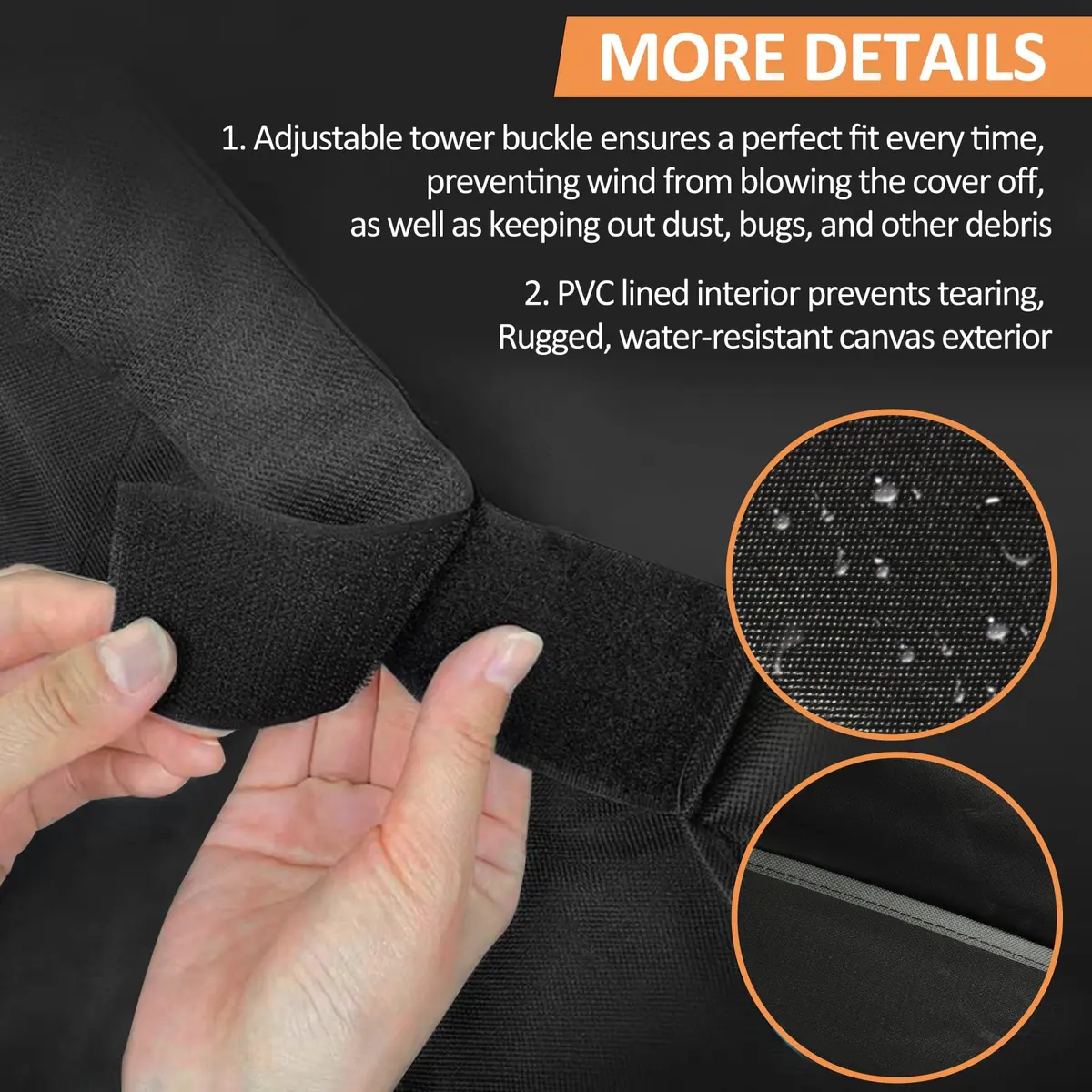Blackhoso Heavy Duty Grill Cover for Weber Q2000-Q3200 Grills, 57"L x 22.5"W x 39"H | Waterproof, UV Resistant, Windproof - view 4