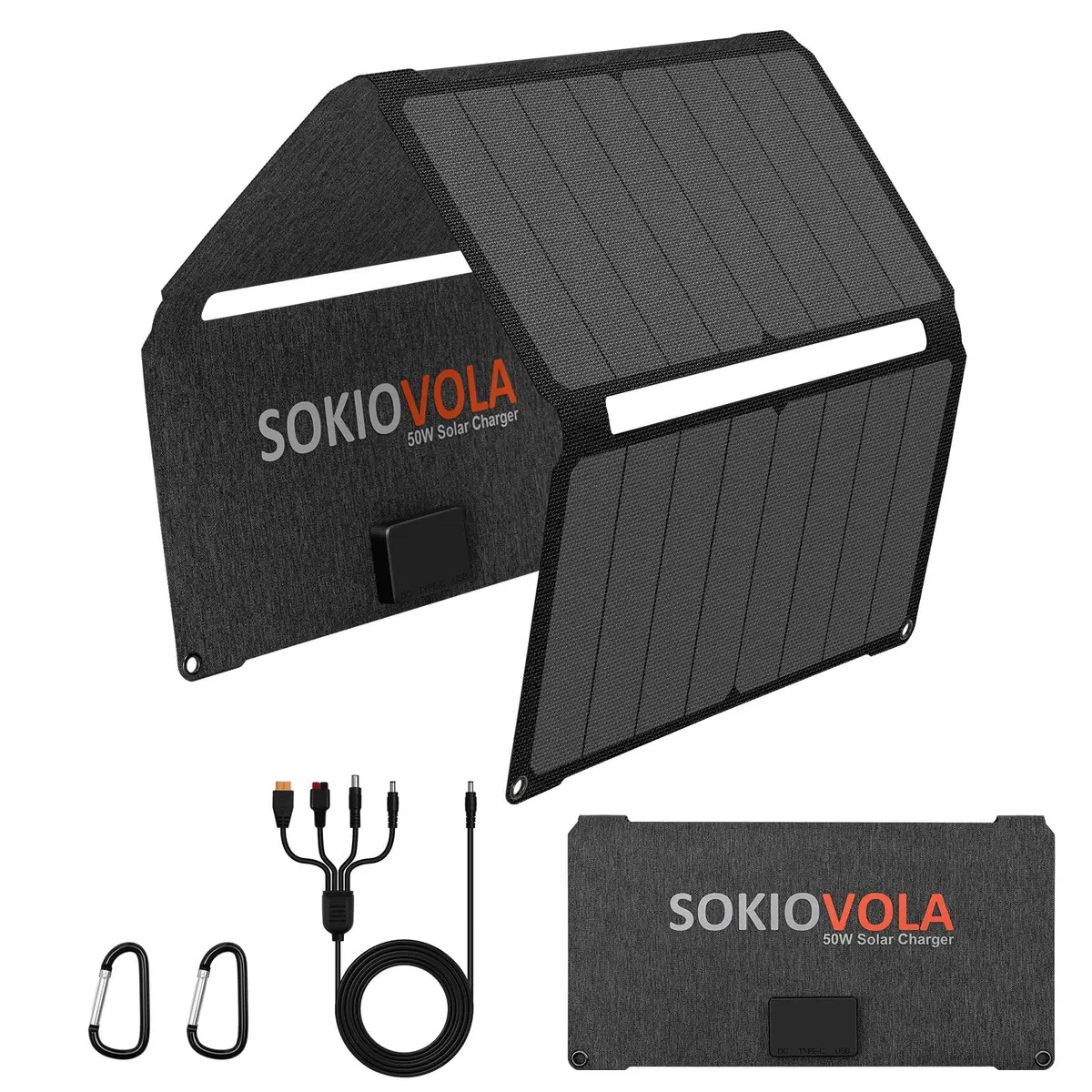 SOKIOVOLA 50W Foldable Solar Panel Charger 24.8% Conversion Rate | 20.7cm (8.15in) Wide - main product image