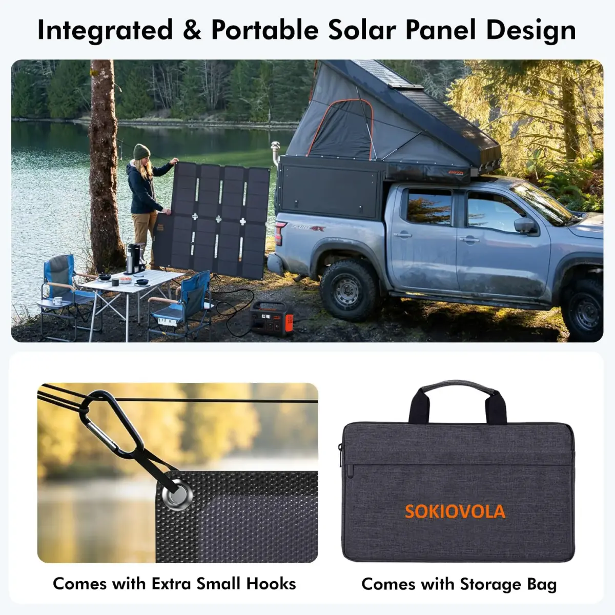 SOKIOVOLA 100W Foldable Solar Panel 18V | High-Efficiency ETFE Portable Charger for RVs & Outdoor Use - view 5
