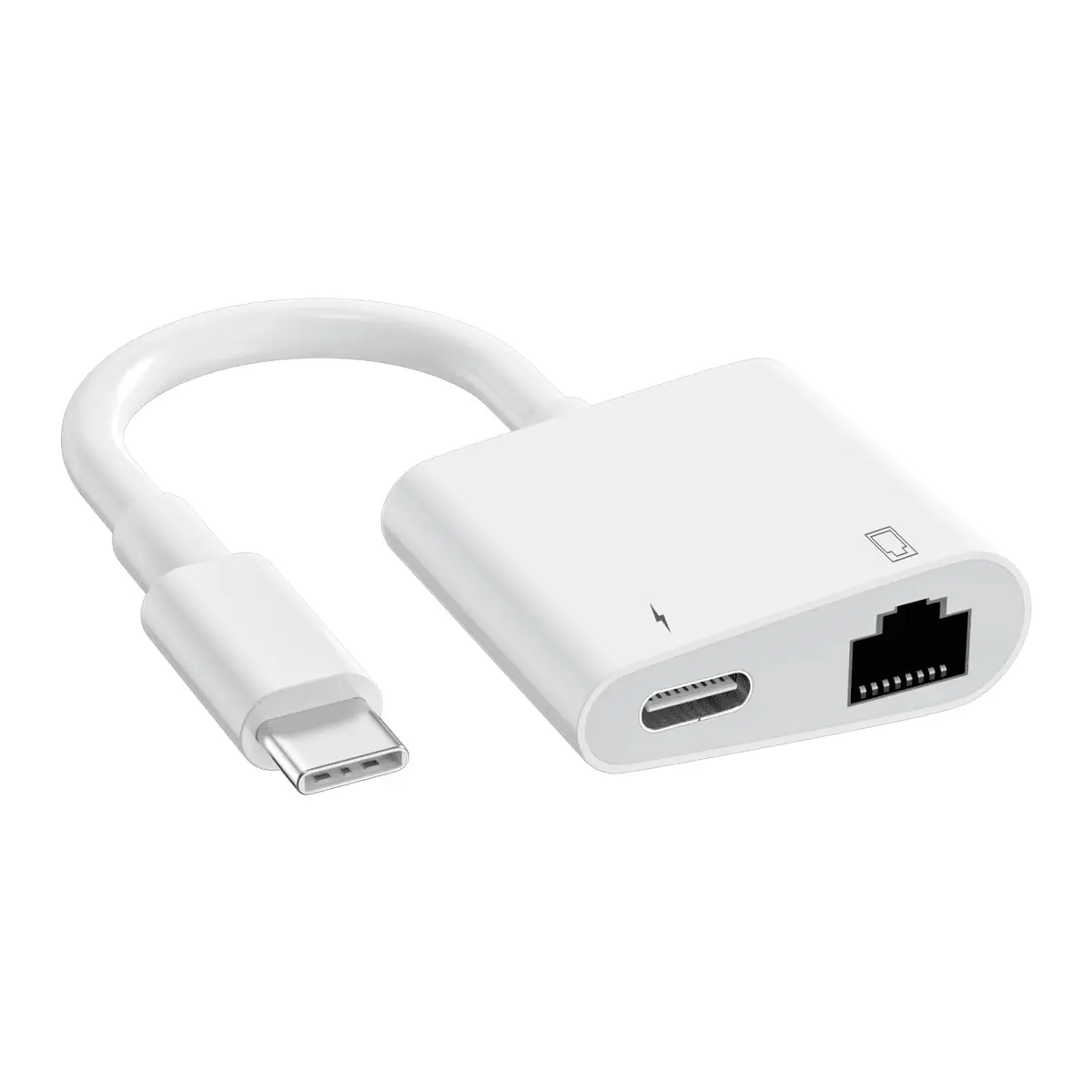 DESOFICON USB C to Ethernet Adapter 2 in 1 RJ45 LAN & Charging | Supports 100Mbps - main product image