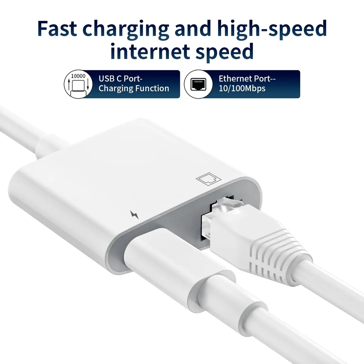 DESOFICON USB C to Ethernet Adapter 2 in 1 RJ45 LAN & Charging | Supports 100Mbps - view 3