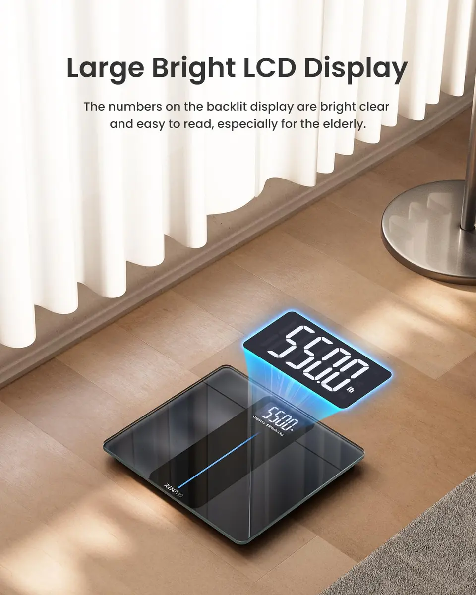 RENPHO 550lb Digital Body Weight Scale with Large LED Display & Extra-Wide Platform | FDA Approved - view 5