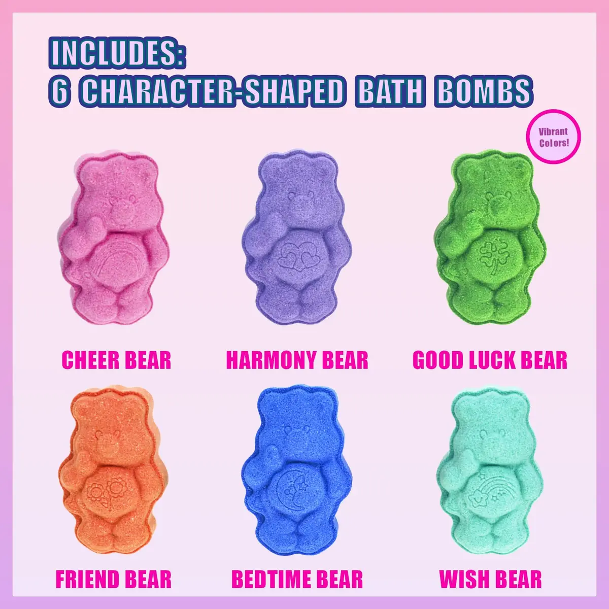 Townley Girl Care Bears Bath Bomb Set, 6-Piece Bubble Gum Scented, Ages 3+ | Colorful, Gentle & Fun - view 2