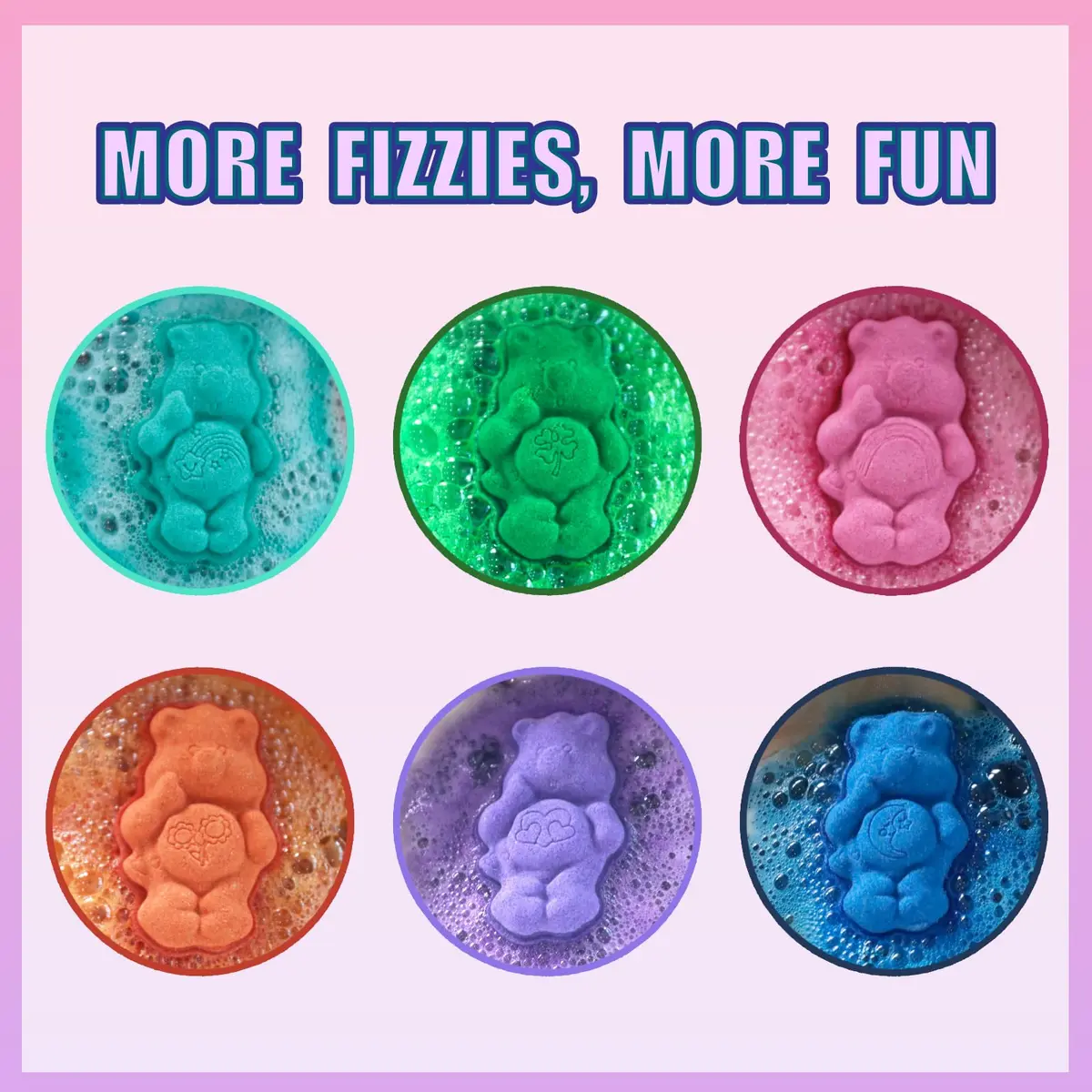 Townley Girl Care Bears Bath Bomb Set, 6-Piece Bubble Gum Scented, Ages 3+ | Colorful, Gentle & Fun - view 3