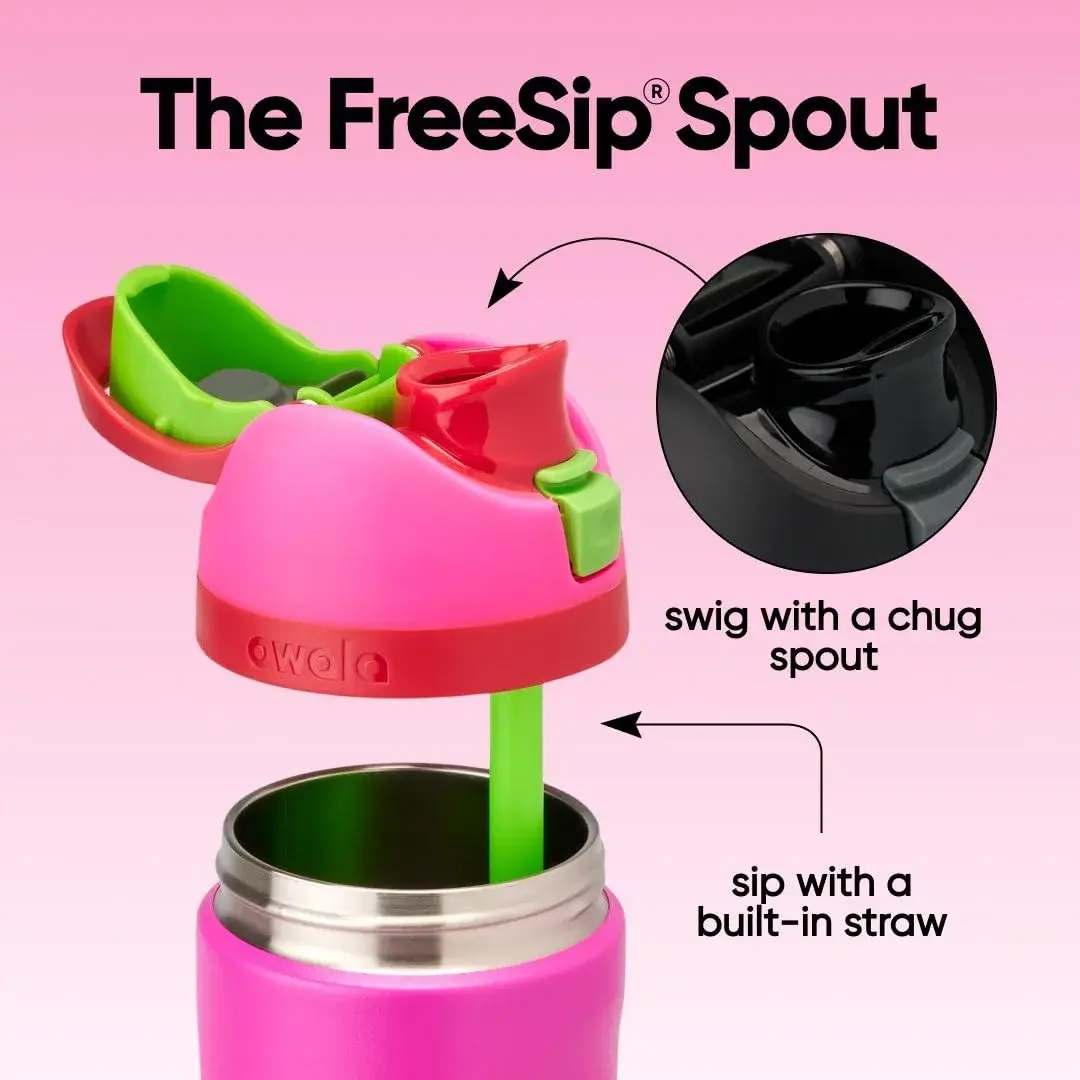 Owala FreeSip Kids Stainless Steel Water Bottle 16 oz All the Berries | Insulated & Leak-Proof for Active Kids - view 2